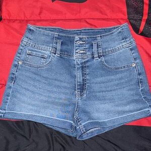 No Boundaries Light Blue High-Rise Denim Shorts